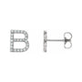 Sapphire Row Natural Diamond Pavé Initial Stud Earrings - B, 14K White Gold