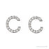 Sapphire Row Natural Diamond Pavé Initial Stud Earrings - C, 14K White Gold (view 2)
