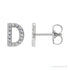Sapphire Row Natural Diamond Pavé Initial Stud Earrings - D, 14K White Gold