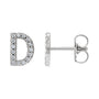 Sapphire Row Natural Diamond Pavé Initial Stud Earrings - D, 14K White Gold