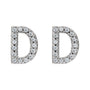 Sapphire Row Natural Diamond Pavé Initial Stud Earrings - D, 14K White Gold (view 2)