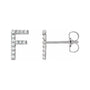 Sapphire Row Natural Diamond Pavé Initial Stud Earrings - F, 14K White Gold