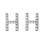 Sapphire Row Natural Diamond Pavé Initial Stud Earrings - H, 14K White Gold (view 2)