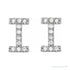 Sapphire Row Natural Diamond Pavé Initial Stud Earrings - I, 14K White Gold (view 2)