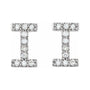Sapphire Row Natural Diamond Pavé Initial Stud Earrings - I, 14K White Gold (view 2)