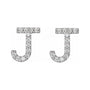 Sapphire Row Natural Diamond Pavé Initial Stud Earrings - J, 14K White Gold (view 2)