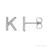 Sapphire Row Natural Diamond Pavé Initial Stud Earrings - K, 14K White Gold
