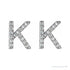 Sapphire Row Natural Diamond Pavé Initial Stud Earrings - K, 14K White Gold (view 2)