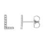 Sapphire Row Natural Diamond Pavé Initial Stud Earrings - L, 14K White Gold