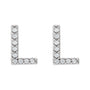 Sapphire Row Natural Diamond Pavé Initial Stud Earrings - L, 14K White Gold (view 2)