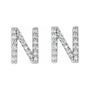 Sapphire Row Natural Diamond Pavé Initial Stud Earrings - N, 14K White Gold (view 2)