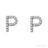 Sapphire Row Natural Diamond Pavé Initial Stud Earrings - P, 14K White Gold (view 2)