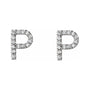 Sapphire Row Natural Diamond Pavé Initial Stud Earrings - P, 14K White Gold (view 2)