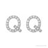 Sapphire Row Natural Diamond Pavé Initial Stud Earrings - Q, 14K White Gold (view 2)