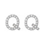 Sapphire Row Natural Diamond Pavé Initial Stud Earrings - Q, 14K White Gold (view 2)