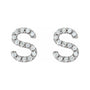 Sapphire Row Natural Diamond Pavé Initial Stud Earrings - S, 14K White Gold (view 2)