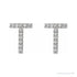 Sapphire Row Natural Diamond Pavé Initial Stud Earrings - T, 14K White Gold (view 2)