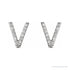 Sapphire Row Natural Diamond Pavé Initial Stud Earrings - V, 14K White Gold (view 2)