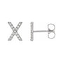 Sapphire Row Natural Diamond Pavé Initial Stud Earrings - X, 14K White Gold