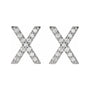 Sapphire Row Natural Diamond Pavé Initial Stud Earrings - X, 14K White Gold (view 2)