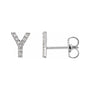 Sapphire Row Natural Diamond Pavé Initial Stud Earrings - Y, 14K White Gold