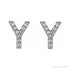 Sapphire Row Natural Diamond Pavé Initial Stud Earrings - Y, 14K White Gold (view 2)