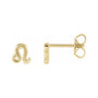 Sapphire Row Gold Zodiac Stud Earrings - Leo, 14K Yellow Gold