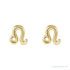Sapphire Row Gold Zodiac Stud Earrings - Leo, 14K Yellow Gold (view 3)