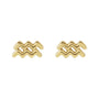 Sapphire Row Gold Zodiac Stud Earrings - Aquarius, 14K Yellow Gold (view 2)