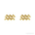 Sapphire Row Gold Zodiac Stud Earrings - Aquarius, 14K Yellow Gold (view 3)
