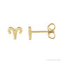 Sapphire Row Gold Zodiac Stud Earrings - Aries, 14K Yellow Gold