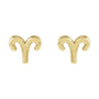 Sapphire Row Gold Zodiac Stud Earrings - Aries, 14K Yellow Gold (view 2)