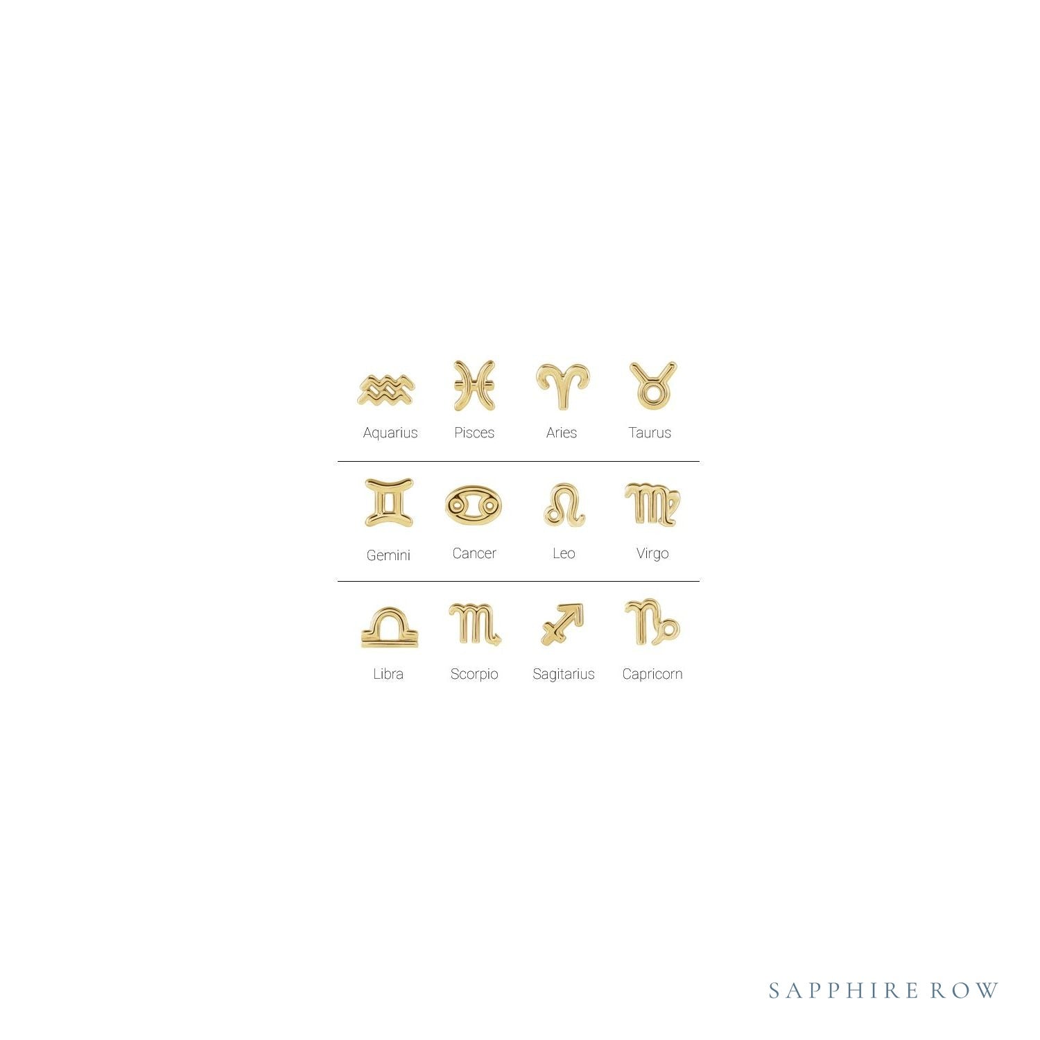 Sapphire Row Gold Zodiac Stud Earrings - Libra, 14K Yellow Gold (view 2)