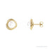 Sapphire Row Cultured Pearl Button Stud Earrings - 14K Yellow Gold
