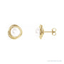 Sapphire Row Cultured Pearl Button Stud Earrings - 14K Yellow Gold