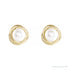 Sapphire Row Cultured Pearl Button Stud Earrings - 14K Yellow Gold (view 2)