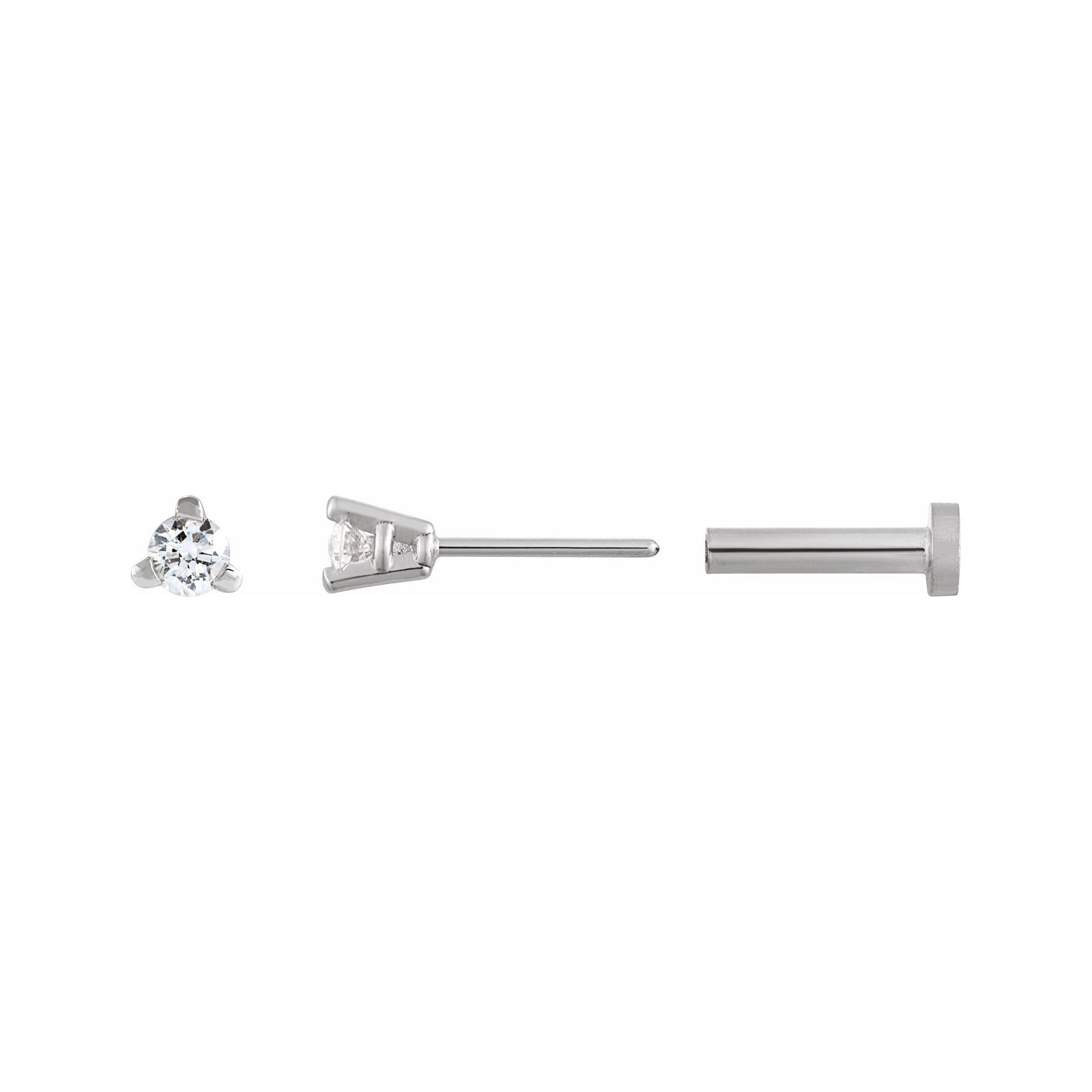 Sapphire Row Natural Diamond Press-Back Martini Stud Earrings - 14K White Gold, 2 mm