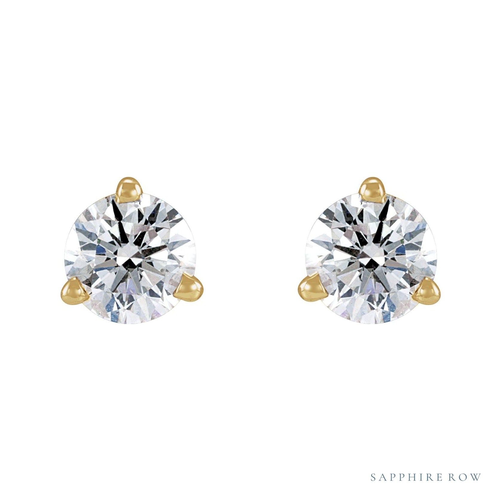 Sapphire Row Natural Diamond Press-Back Martini Stud Earrings - 14K Yellow Gold, 3.5 mm (view 2)