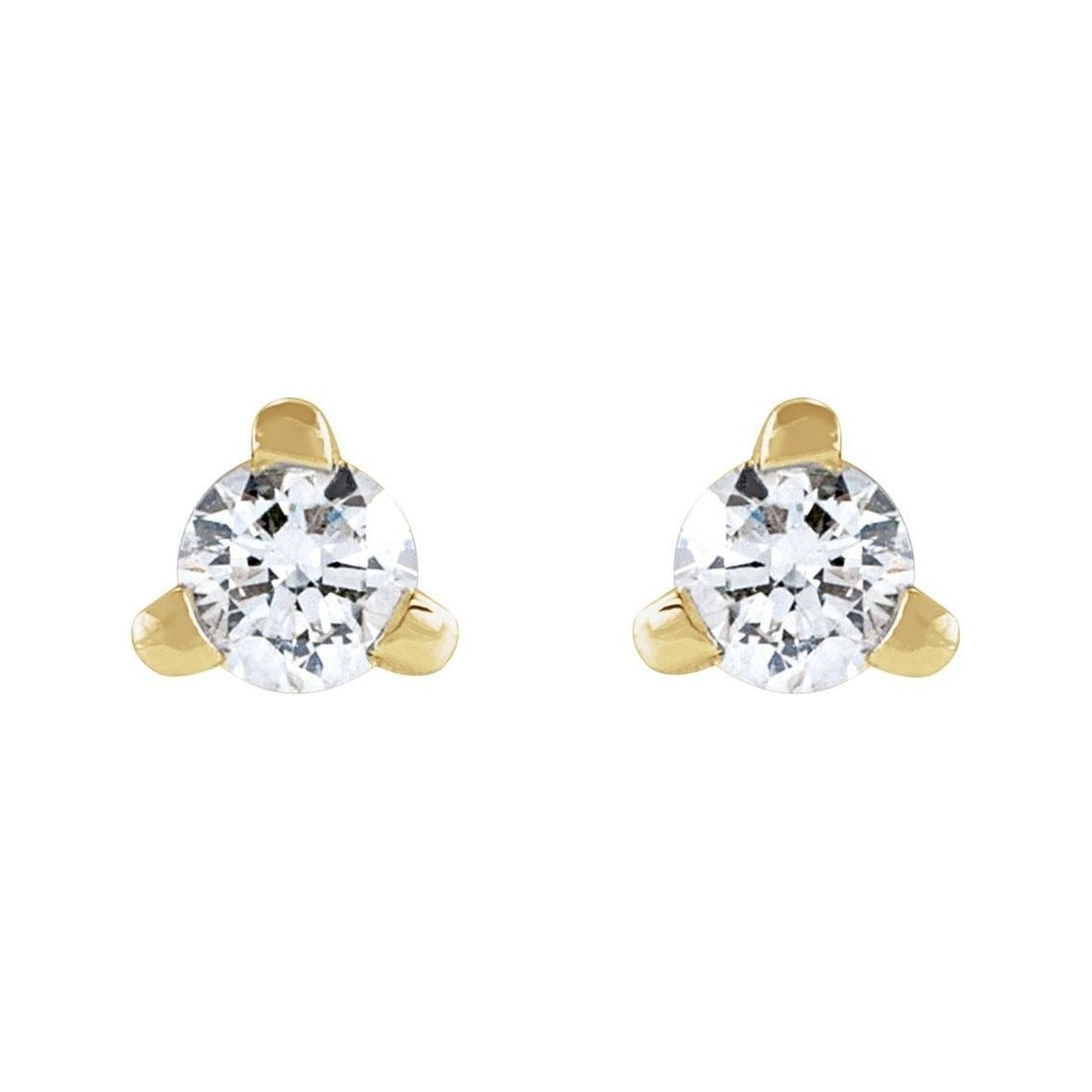 Sapphire Row Natural Diamond Press-Back Martini Stud Earrings - 14K Yellow Gold, 2 mm (view 2)
