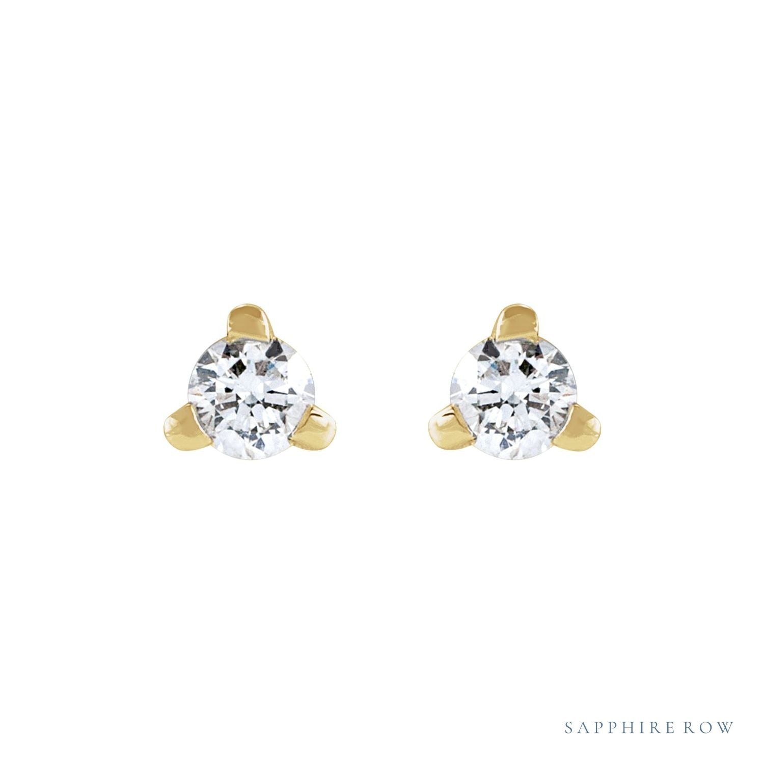 Sapphire Row Natural Diamond Press-Back Martini Stud Earrings - 14K Yellow Gold, 2 mm (view 2)