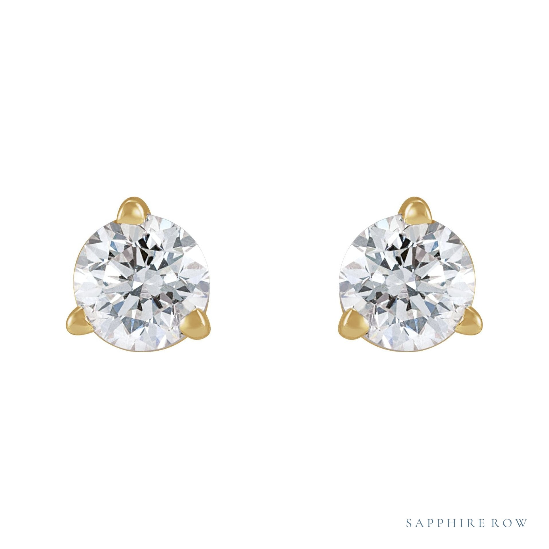Sapphire Row Natural Diamond Press-Back Martini Stud Earrings - 14K Yellow Gold, 4 mm (view 2)