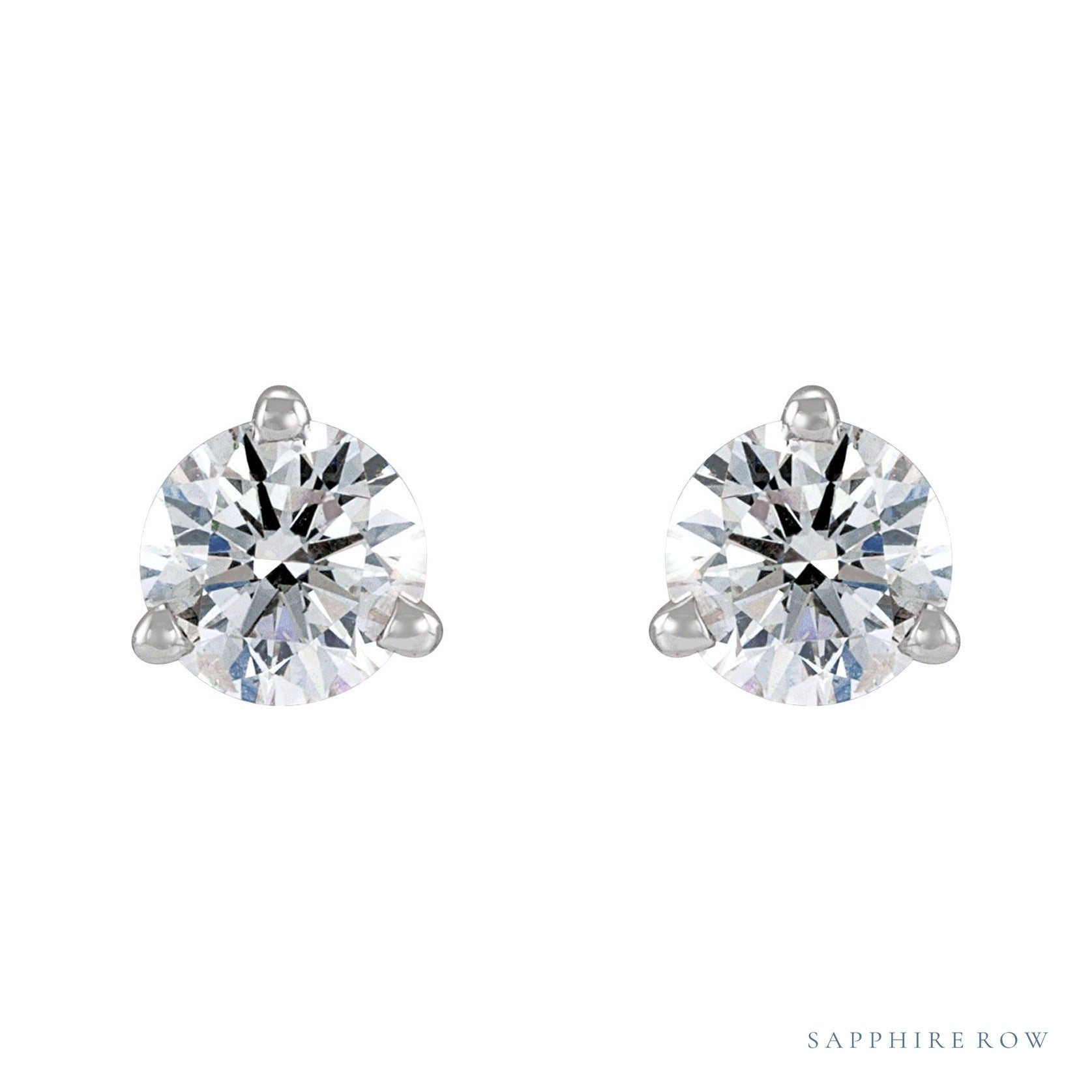 Sapphire Row Natural Diamond Press-Back Martini Stud Earrings - 14K White Gold, 3.5 mm (view 2)