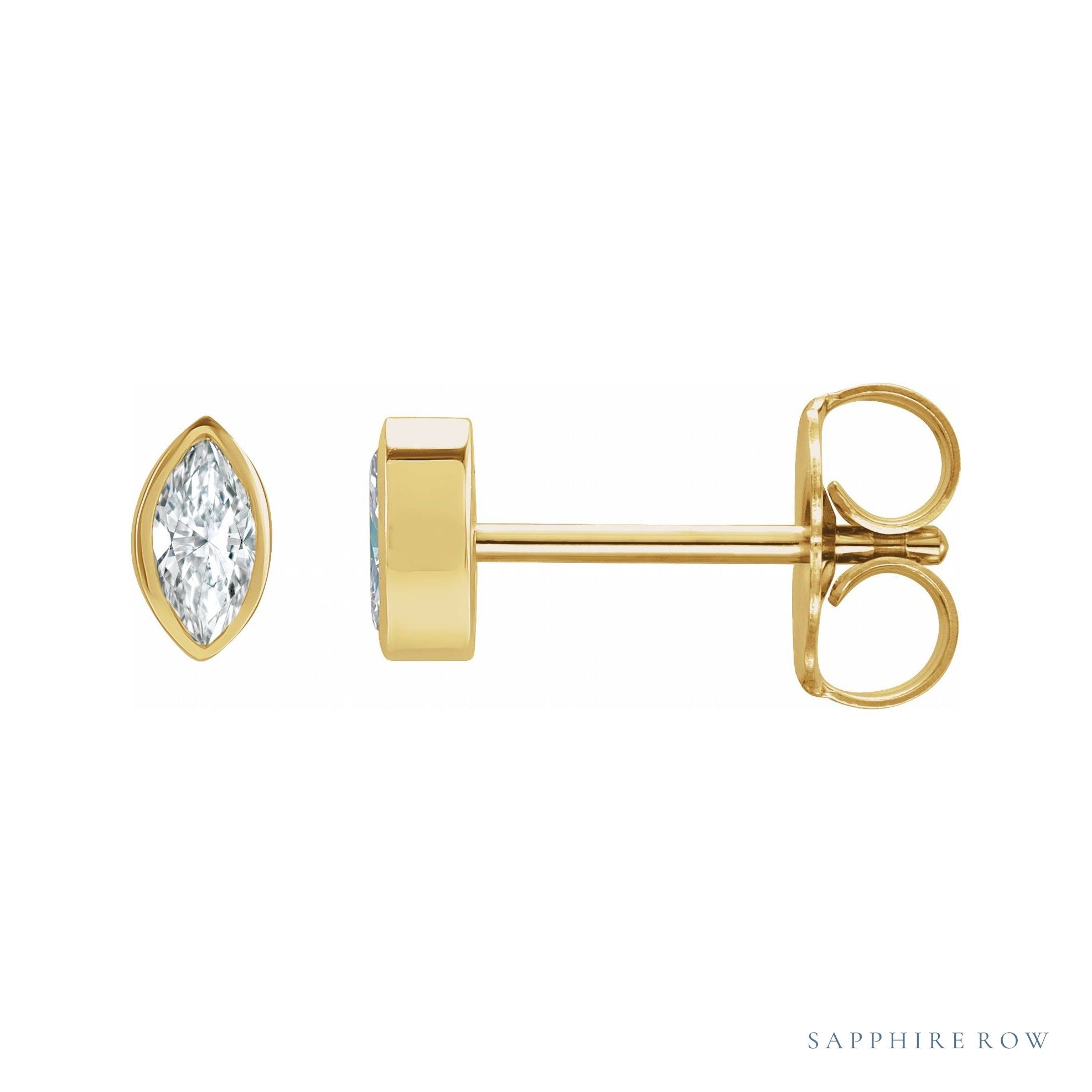 Sapphire Row Natural Diamond Marquise Stud Earrings - 14K Yellow Gold