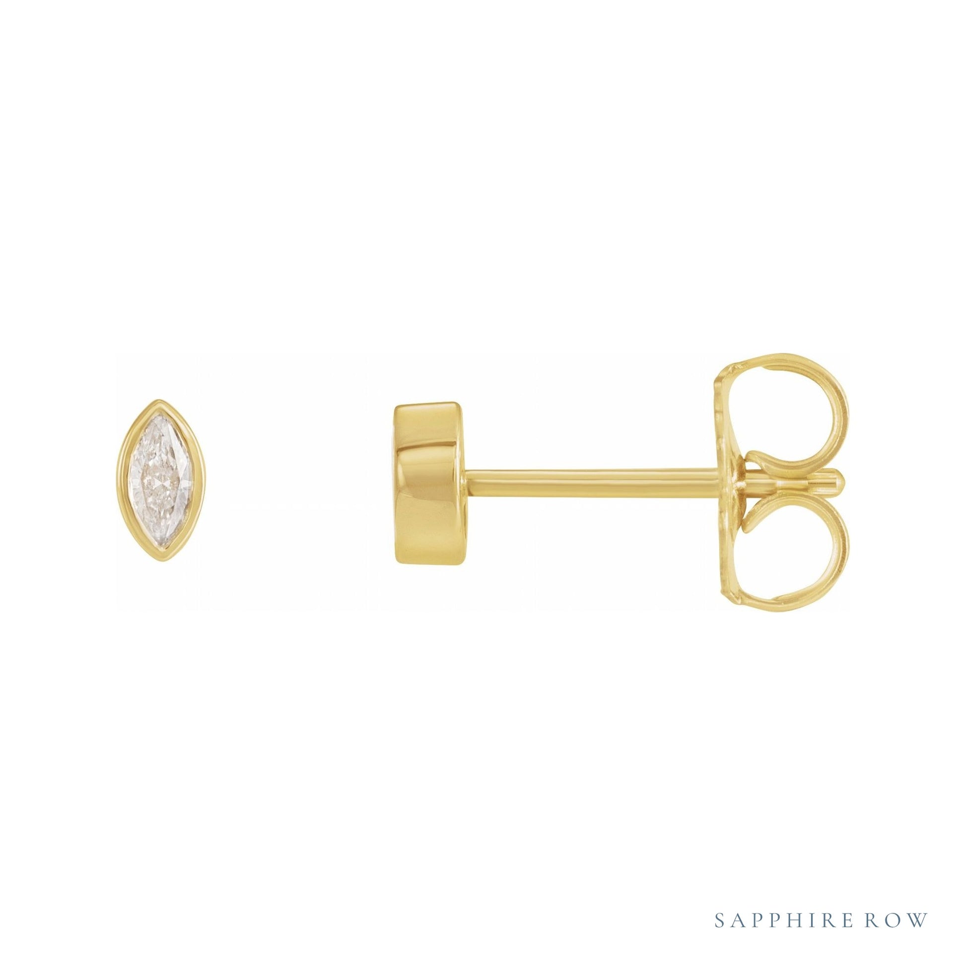 Sapphire Row Natural Diamond Marquise Stud Earrings - 14K Yellow Gold, 1/10 CTW