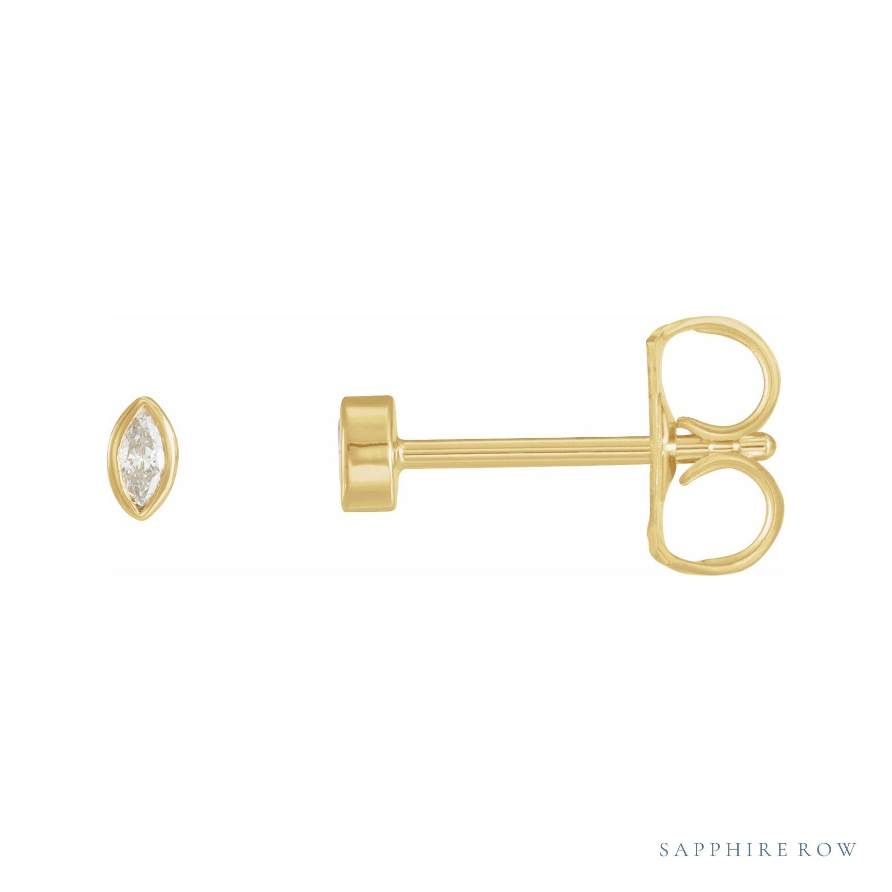 Sapphire Row Natural Diamond Marquise Stud Earrings - 14K Yellow Gold, .04 CTW
