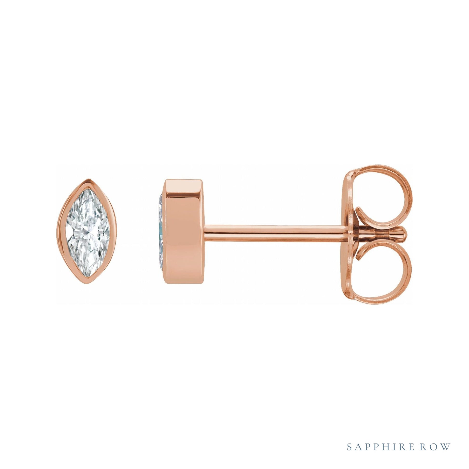 Sapphire Row Natural Diamond Marquise Stud Earrings - 14K Rose Gold