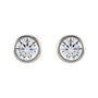 Sapphire Row Lab-Grown Diamond Round Bezel Stud Earrings - 14K White Gold (view 2)