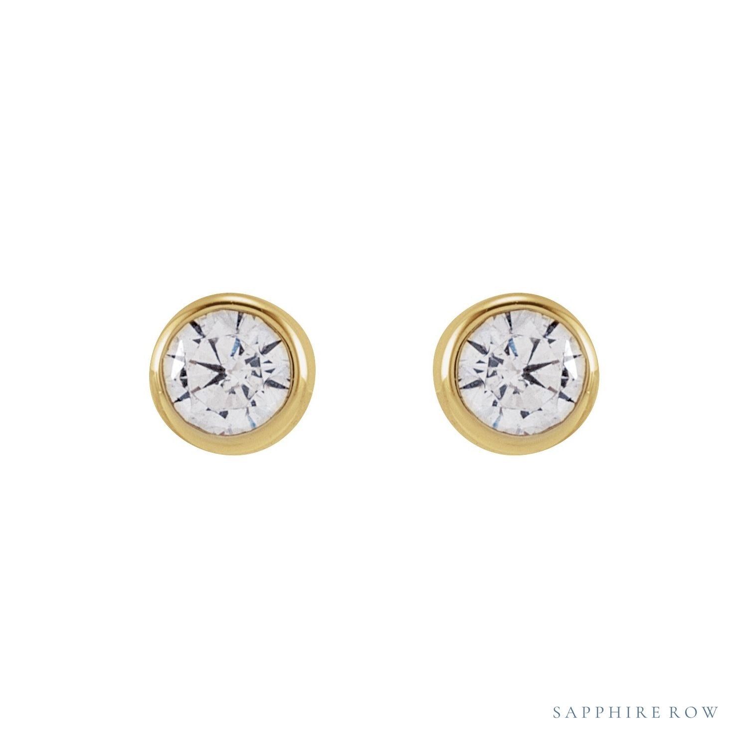 Sapphire Row Lab-Grown Diamond Round Bezel Stud Earrings - 14K Yellow Gold, 1/5 CTW (view 2)