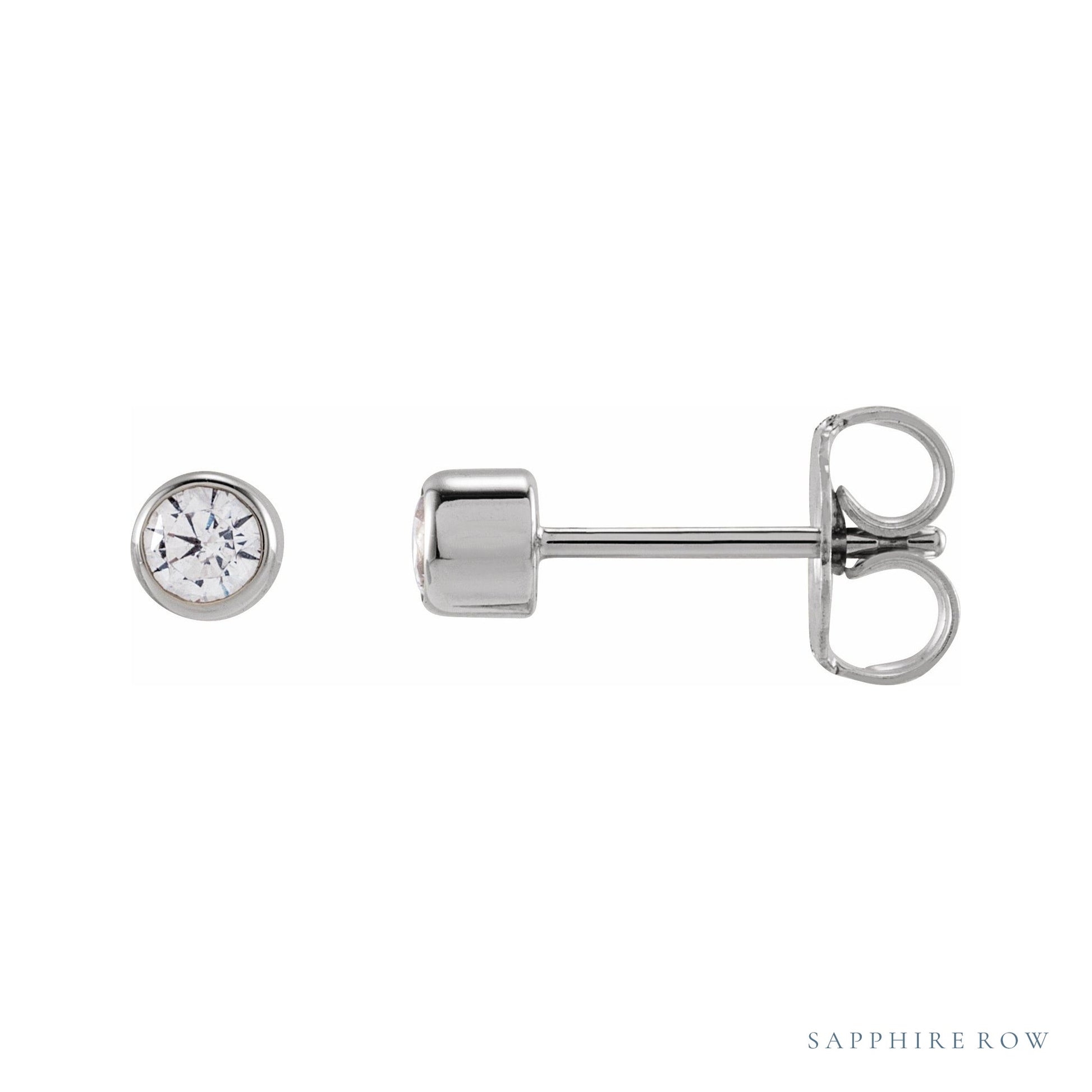 Sapphire Row Lab-Grown Diamond Round Bezel Stud Earrings - 14K White Gold, 1/5 CTW