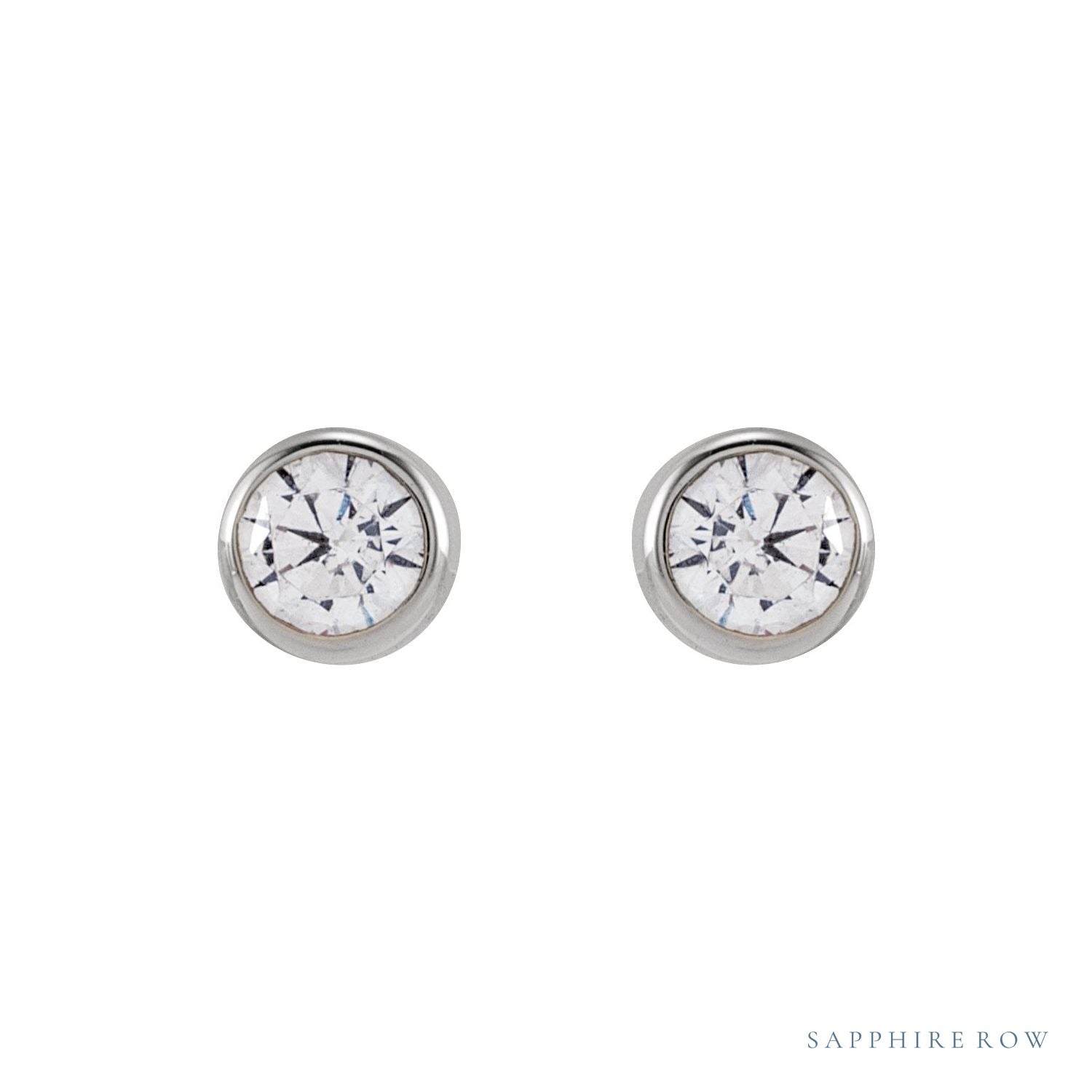 Sapphire Row Lab-Grown Diamond Round Bezel Stud Earrings - 14K White Gold, 1/5 CTW (view 2)